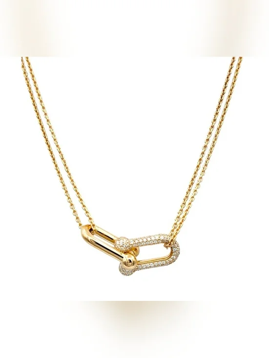 Gold Pavé Link Necklace - Picture 3 of 4